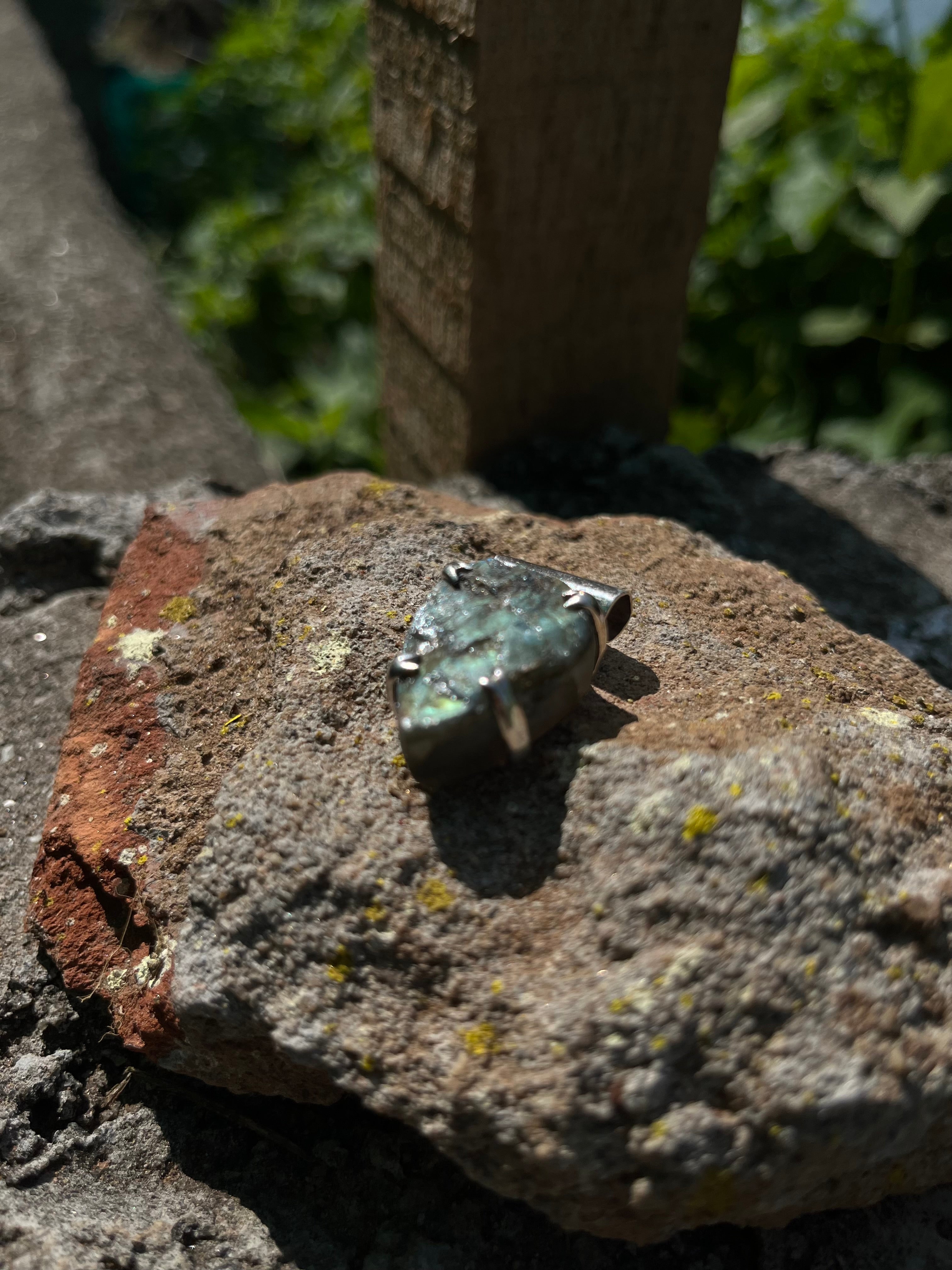 Handcrafted Labradorite Pendant in Solid Silver - Raw Stone with Nature's Touch