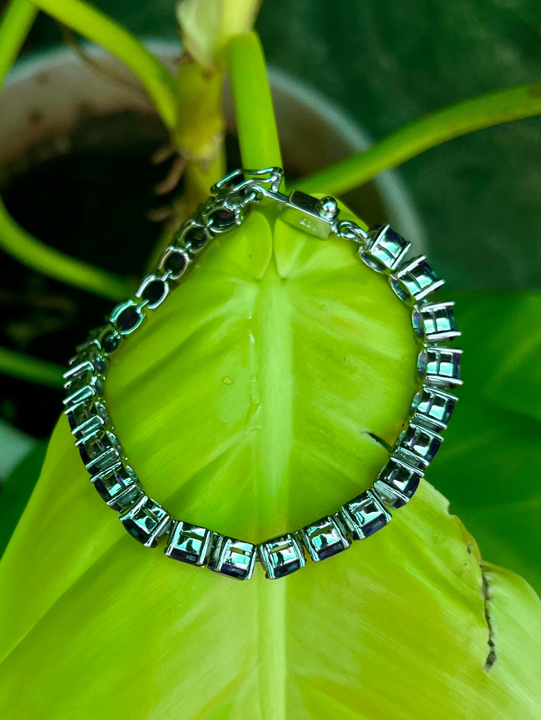 Elegant Amethyst Tennis Bracelet - Rhodium Coated 92.5 Sterling Silver