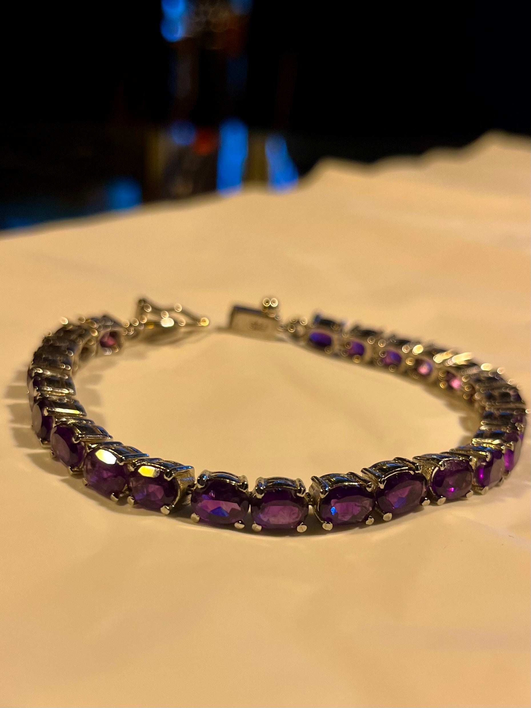 Elegant Amethyst Tennis Bracelet - Rhodium Coated 92.5 Sterling Silver