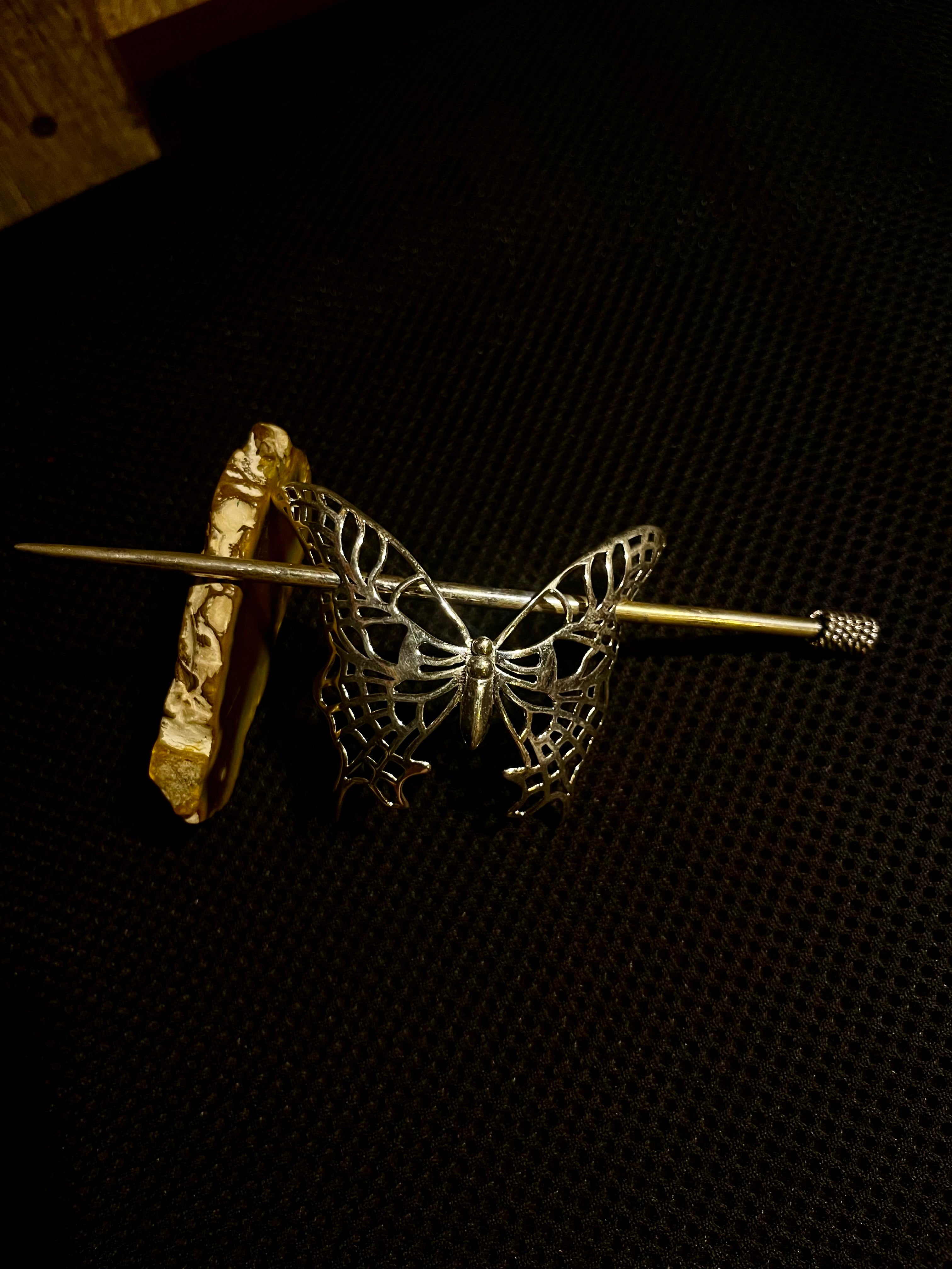 Elegant Butterfly-Shaped Silver Hair Clip - 92.5 Sterling Silver