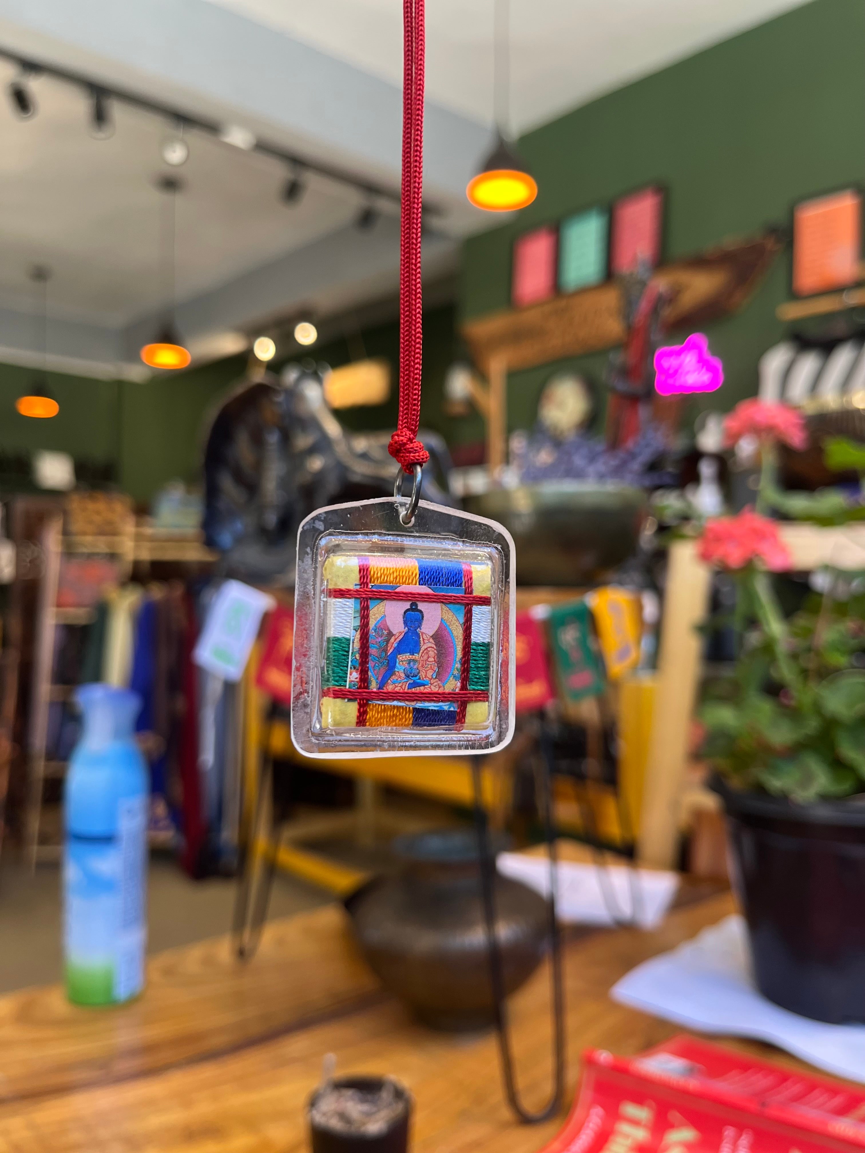 Spiritual Protection Package: Prayer Flags, Prayer Wheel Keychain, and Blessing Mandala Amulet
