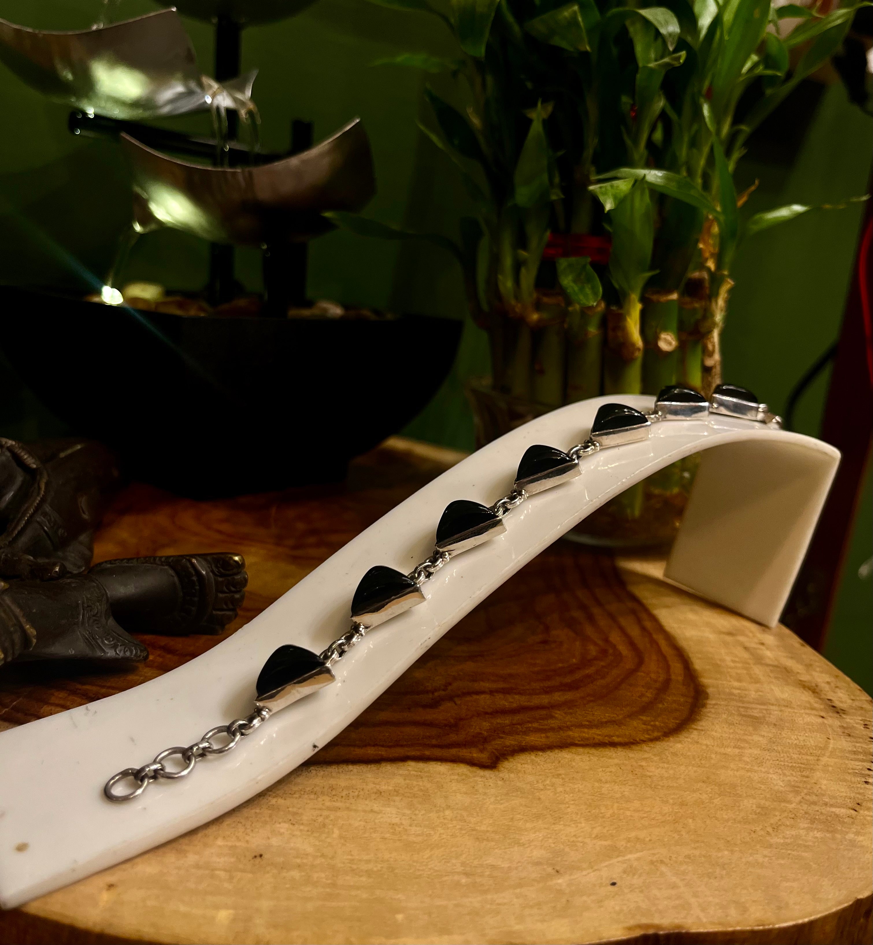 🌟“Midnight Elegance: Black Onyx Triangle Bracelet”🌟