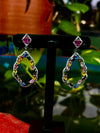 Exquisite Rubies, Diamonds, and Multi-Sapphire Earrings in Black Rhodium - 92.5 Silver