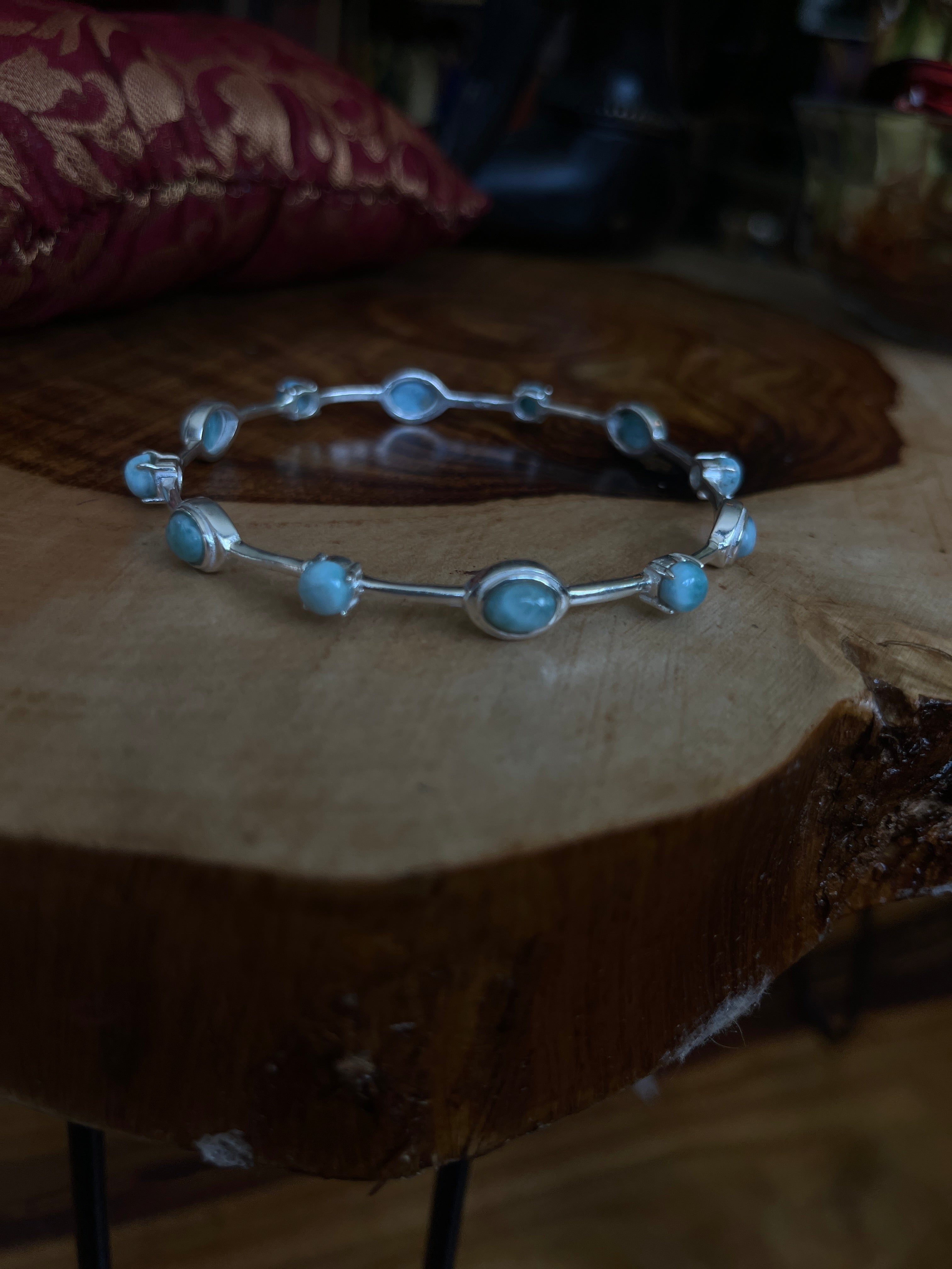 🌟 Handgefertigte Larimar-Armbänder aus 925er Sterlingsilber