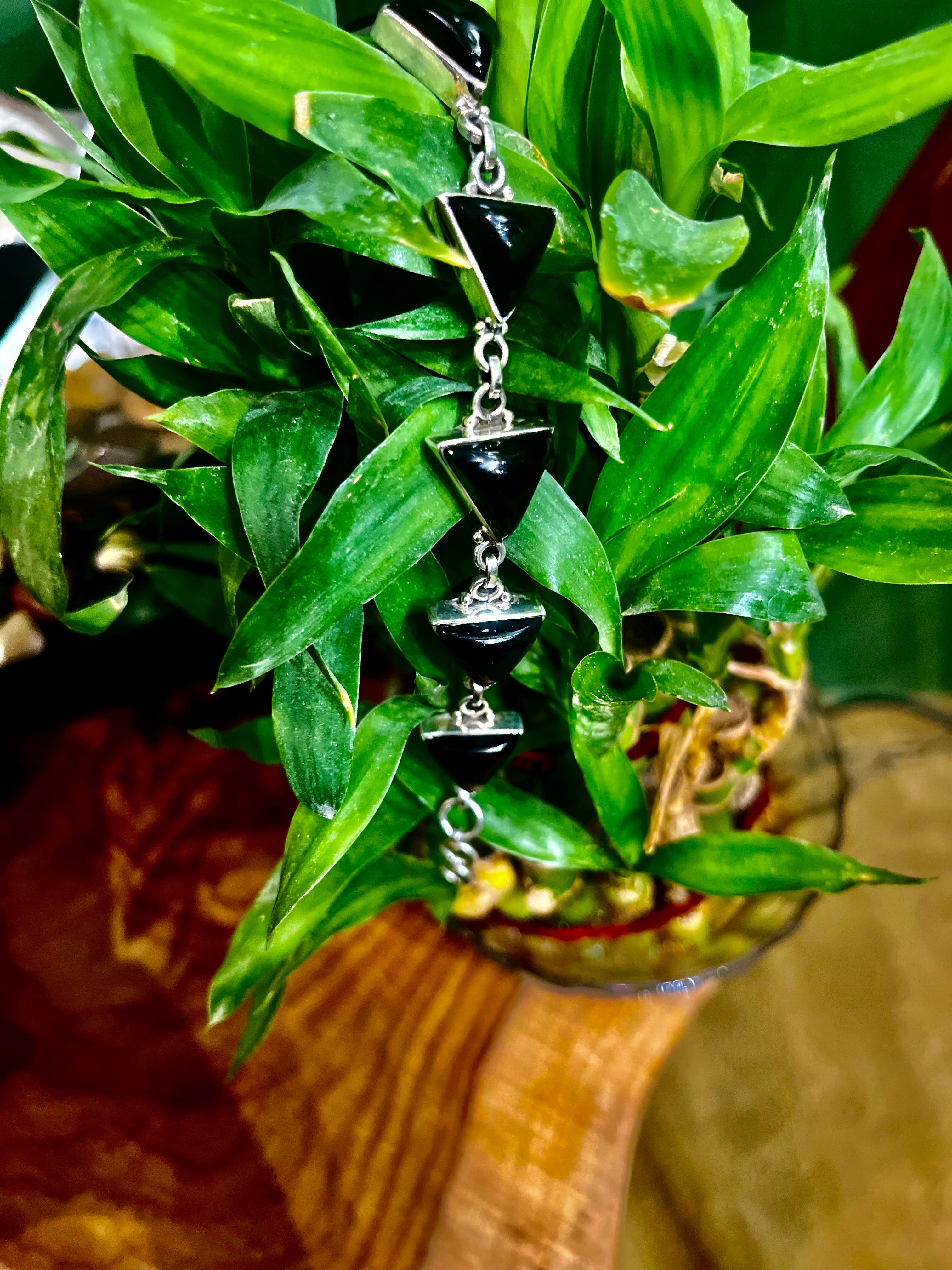 🌟“Midnight Elegance: Black Onyx Triangle Bracelet”🌟