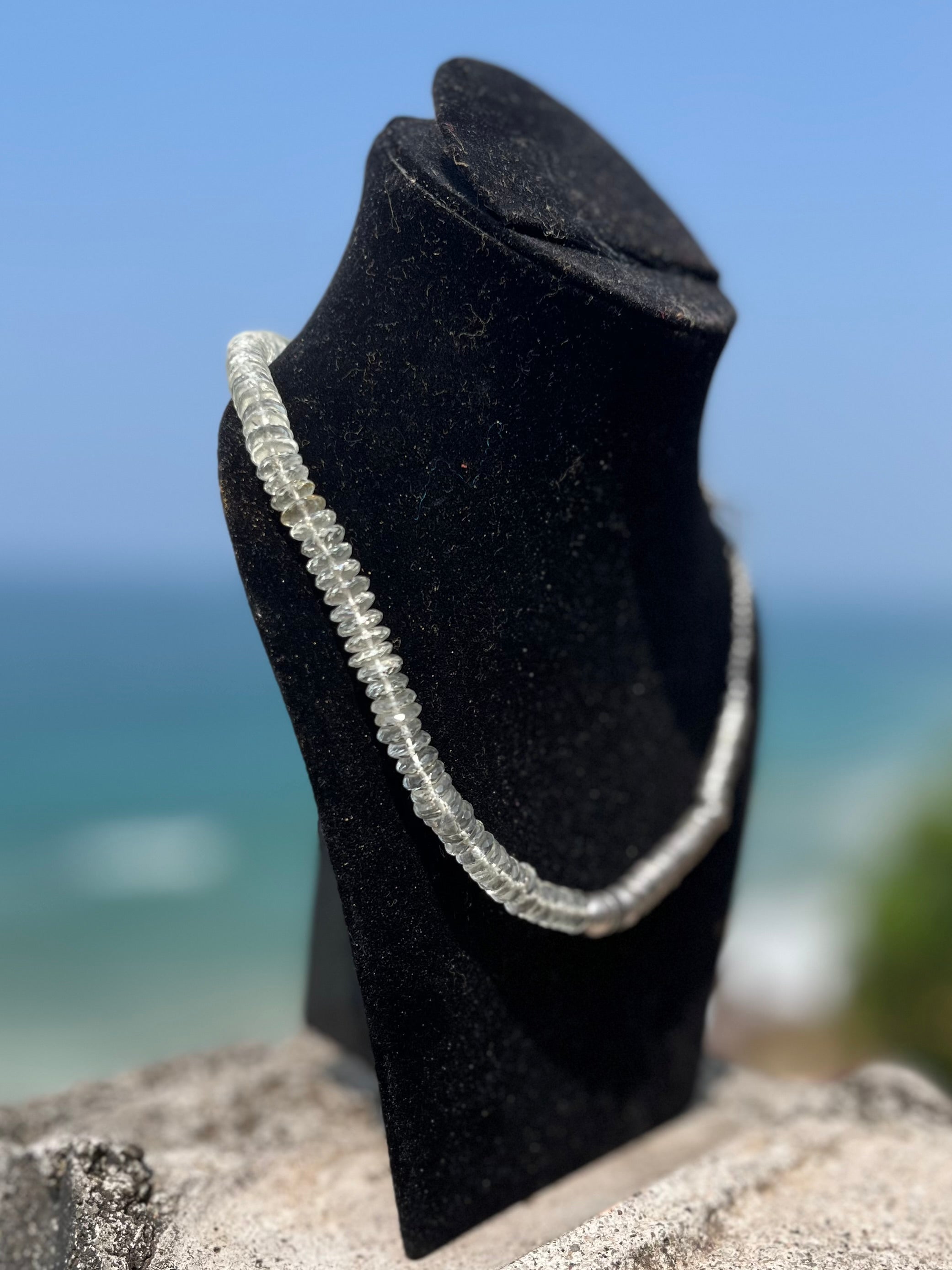 Exquisite Aquamarine Necklace with Handmade Silver Accents