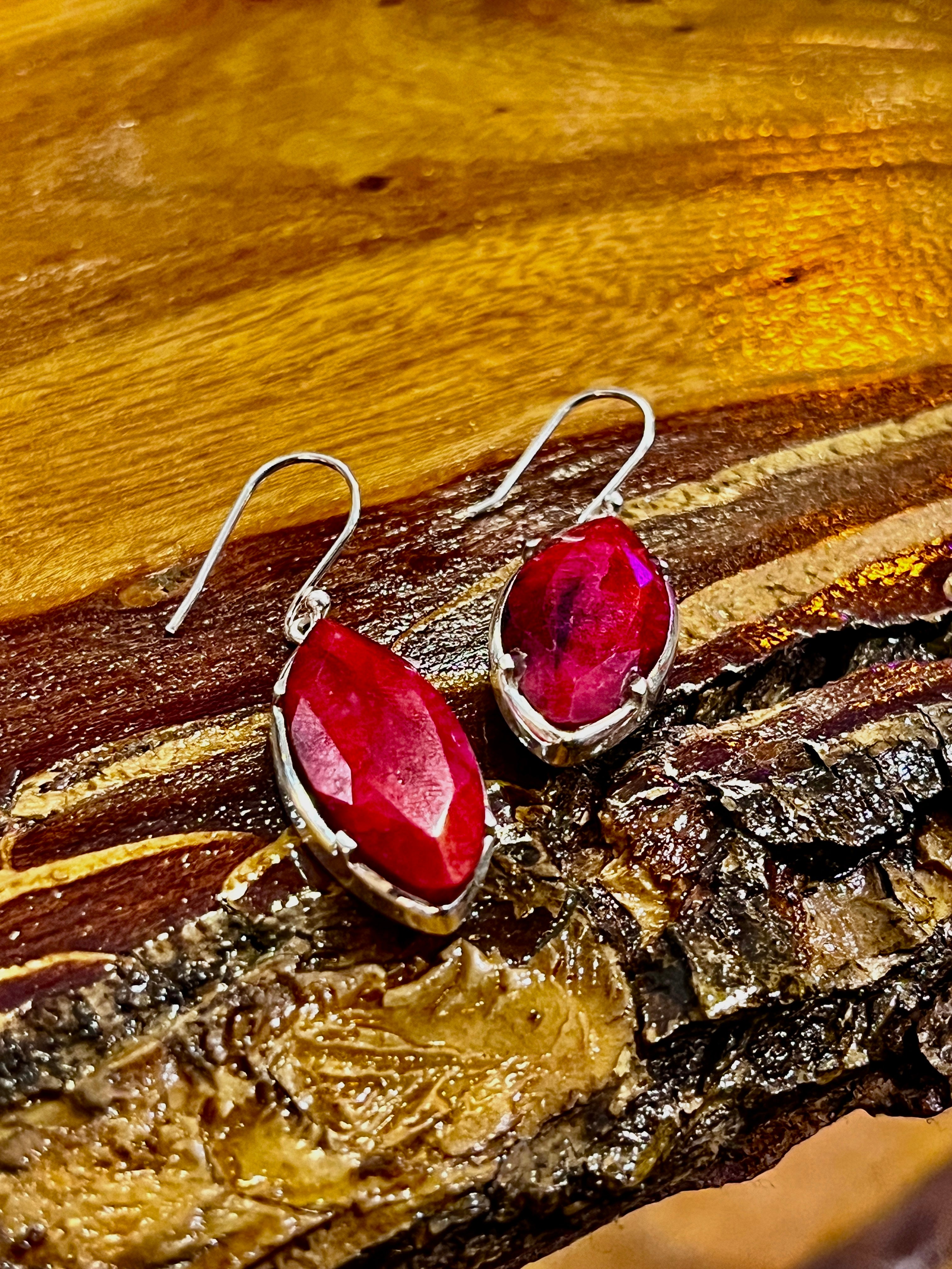 natural rubies silver 92.5 hand made earrings under 3499 inr