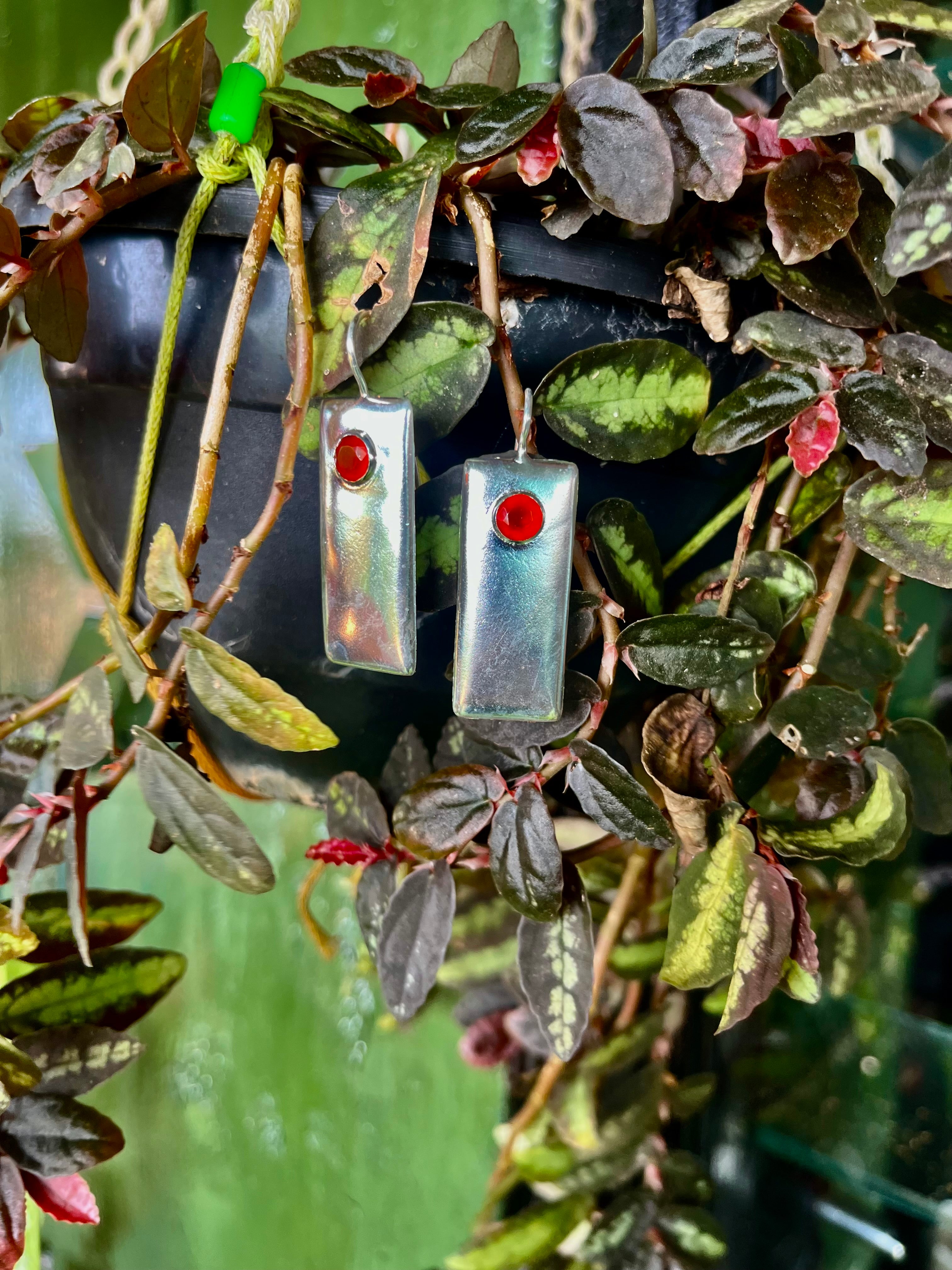 Elegant Silver 925 Earrings with Carnelian Stone Center