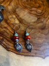 Elegant Spiral Earrings with Carnelian and Aquamarine Stones