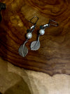 Nature-Inspired 92.5 Silver Leaf Earrings with Pearls