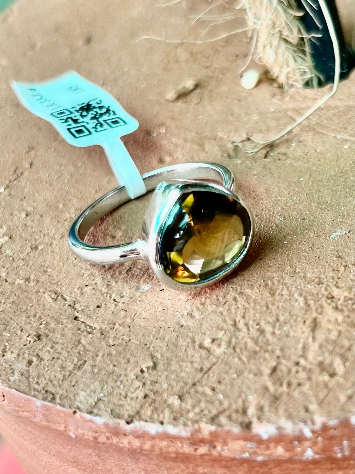 Exquisite Smoky Topaz Ring in 92.5 Silver with Platinum Coating