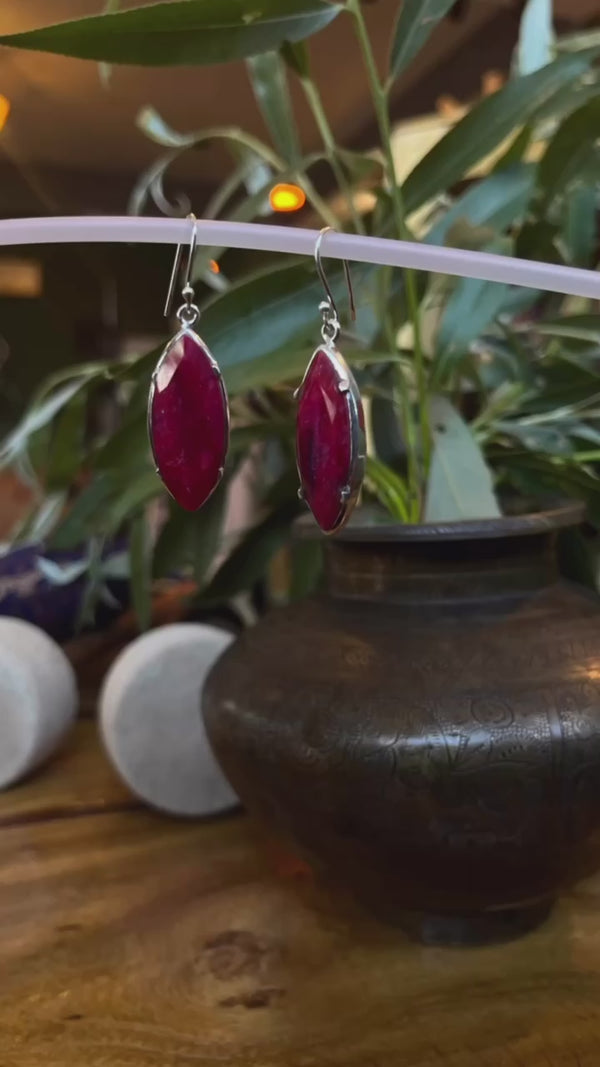 natural rubies silver 92.5 hand made earrings under 3499 inr