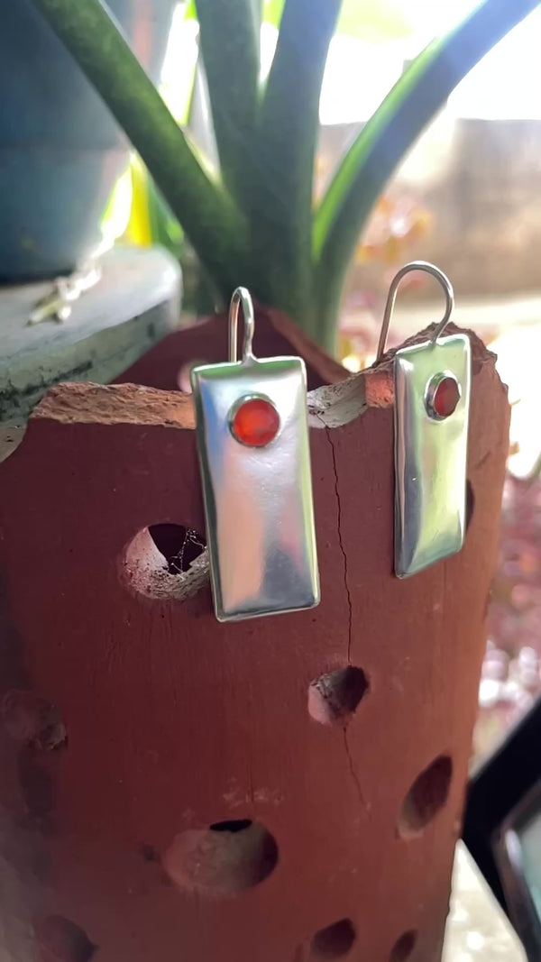 Elegant Silver 925 Earrings with Carnelian Stone Center